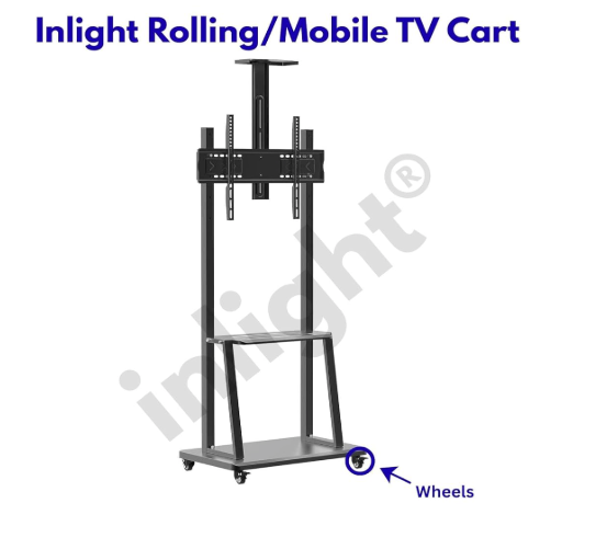 Inlight Rolling/Mobile TV Cart with Wheels for 32"-65" Inch LCD LED 4K Flat Screen TVs.